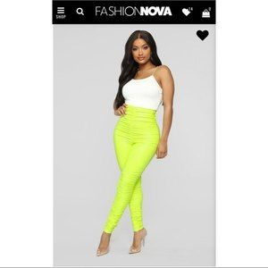 Fashion Nova Green Ruched Ride Or Die Chick Leggings Size Scrunch Butt TikTok